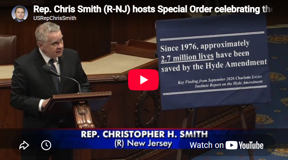 Smith hosts Special Order to commemorate the 50th anniversary of the Hyde Amendment