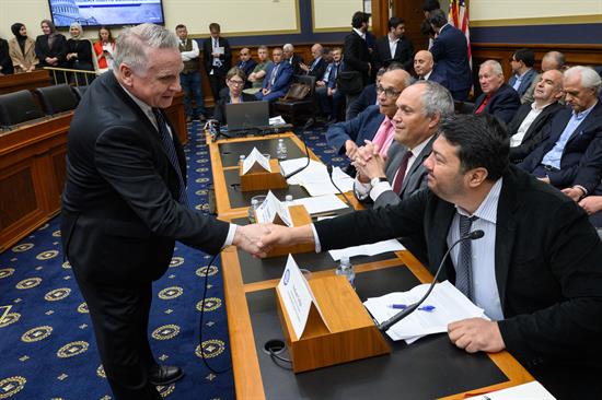Rep. Smith greets witnesses ahead of the TLHRC's June 3rd hearing on human rights and democracy in Turkey.