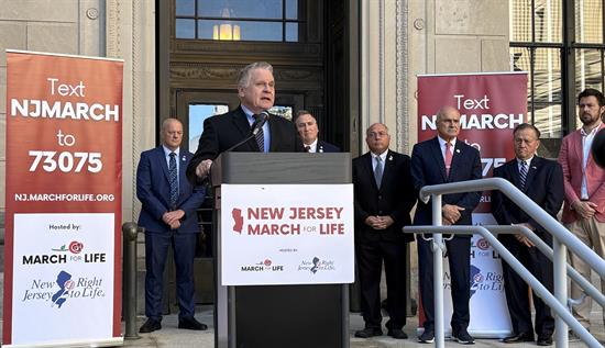 Rep. Chris Smith (R-NJ), Co-Chair of the Congressional Pro-Life Caucus, speaks at the 2026 New Jersey March for Life in Trenton, NJ on October 8, 2026.